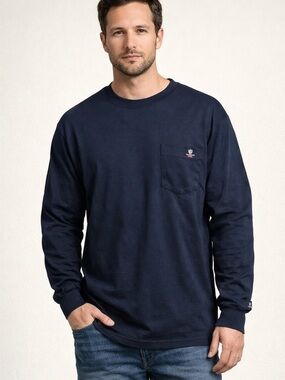 Tyndale Navy Blue Long Sleeve Pocket Shirt Size 3XL